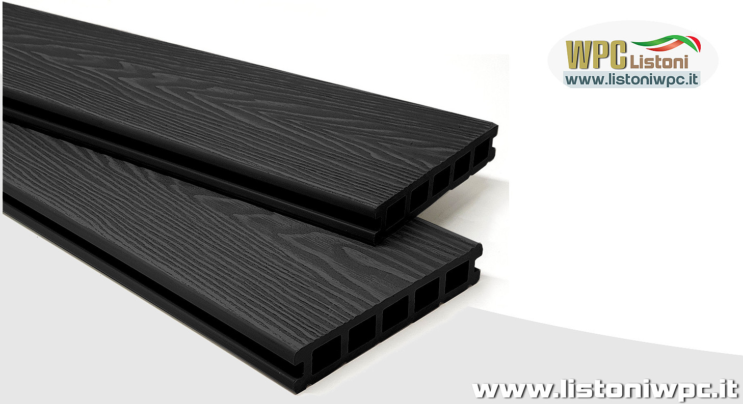 listoni doghe wpc per pavimenti pavimentazione decking grigio scuro nero antracite