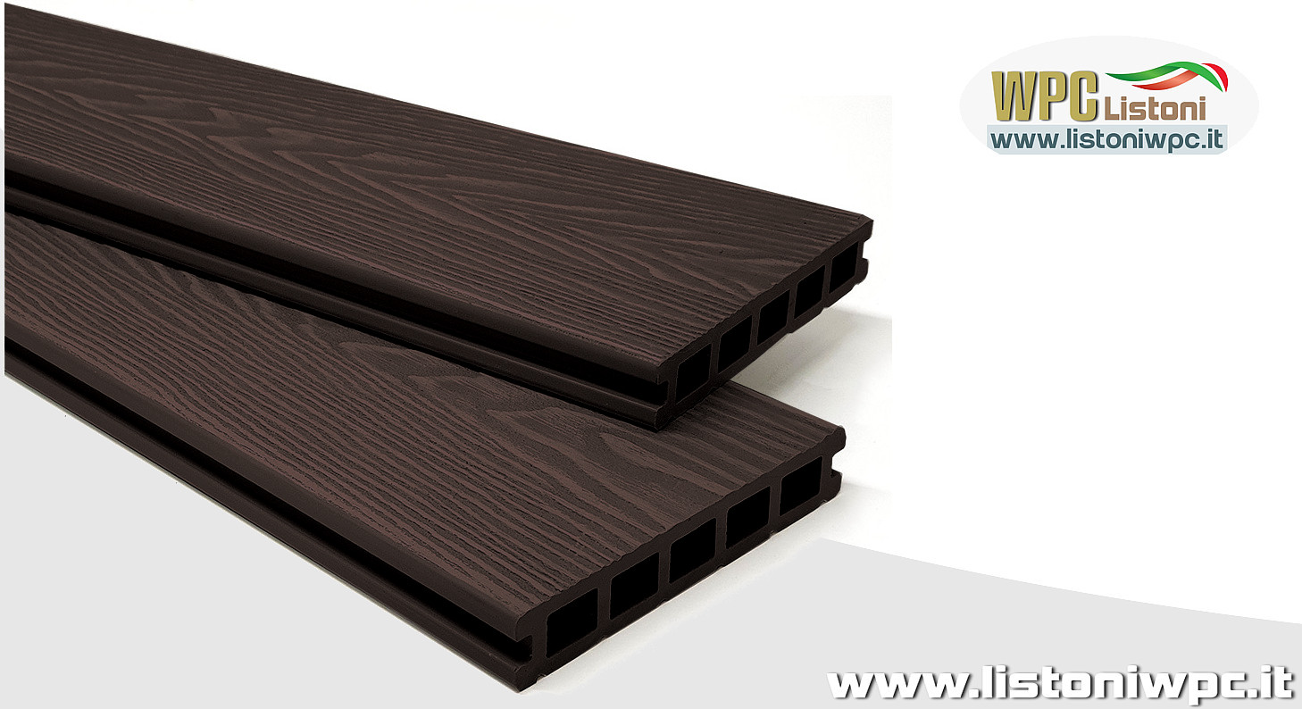 listoni doghe wpc per pavimenti pavimentazione decking noce scuro marrone