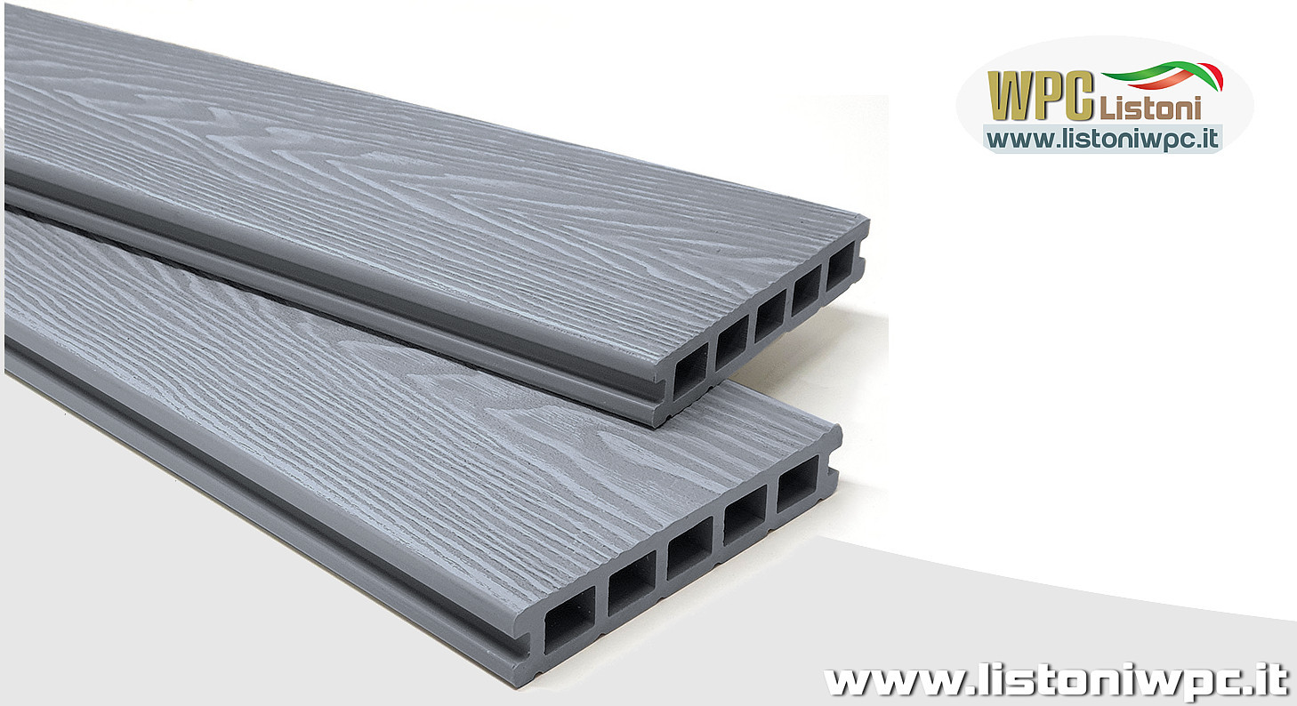 listoni doghe wpc per pavimenti pavimentazione decking  grigio chiaro