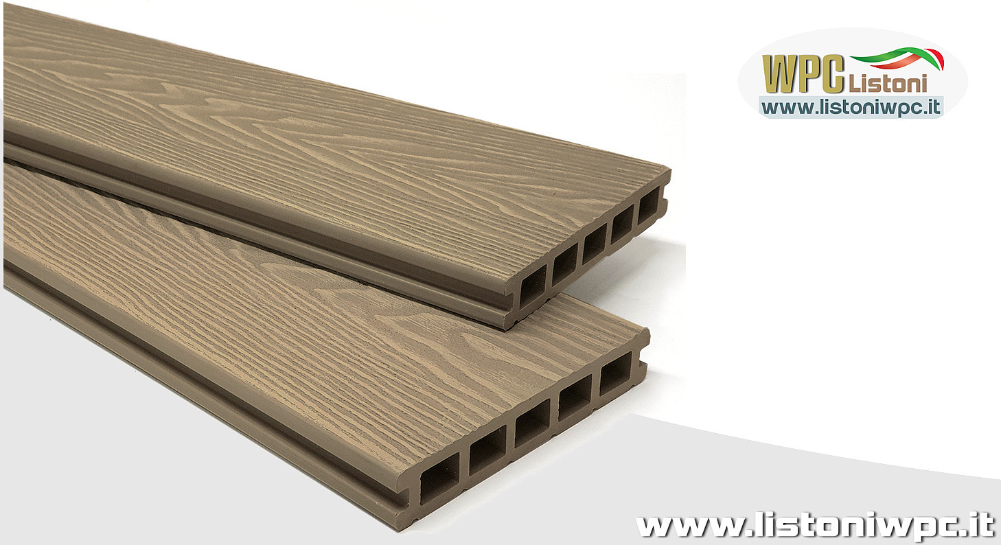 listoni doghe wpc per pavimenti pavimentazione decking noce chiaro teak