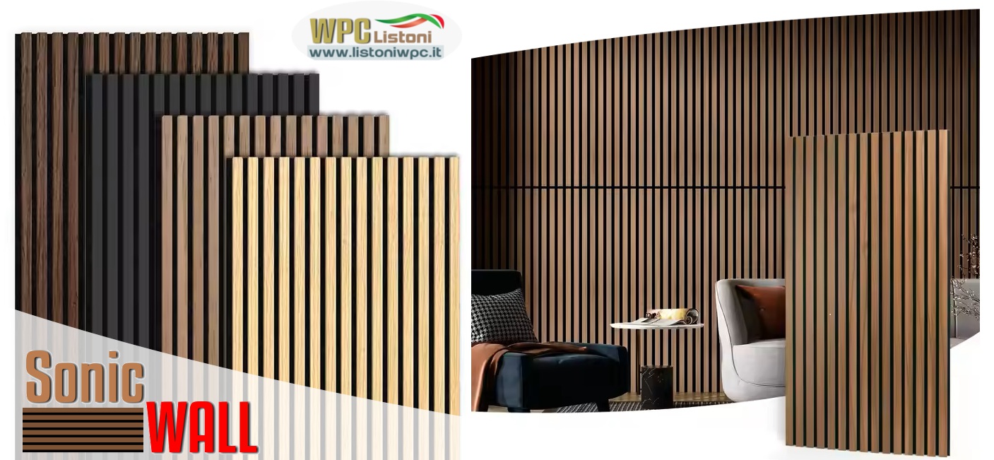 pannello fonoassorbente acustico legno wpc listoni arredo interno